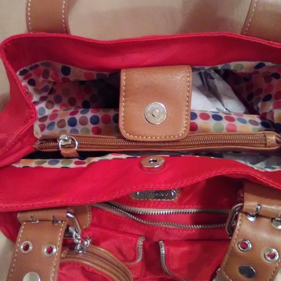 Franco Sarto Red Medium Size Bag Leather & Fabric NWT - Picture 13 of 14